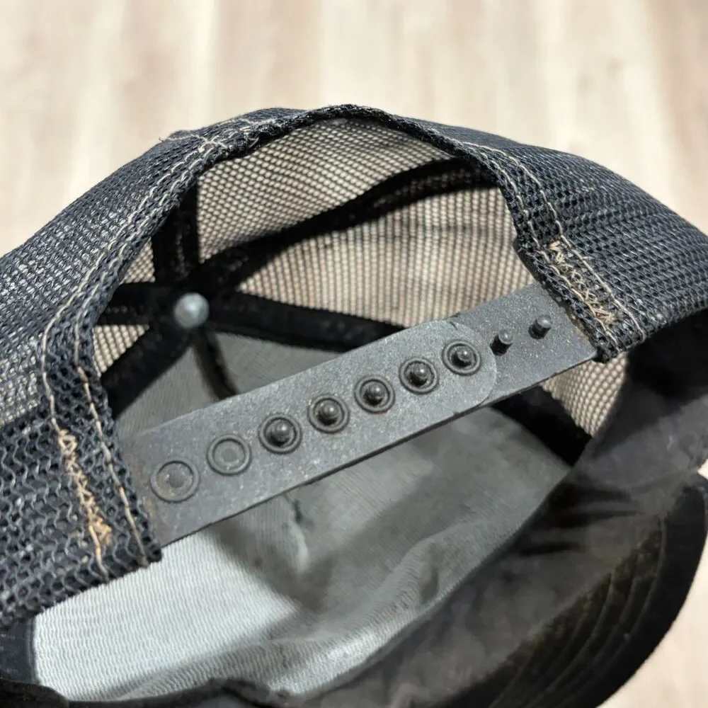 Vintage 80’s Matco Tools Eagle Print Black Trucker SnapBack Hat Gold